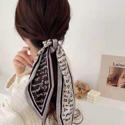 Women Scarf Headbands Floral Print Long Ribbons Hair Ties Bow Hair Bands For Girls Scarf Hair Ribbon Headwear Hair Accessaries