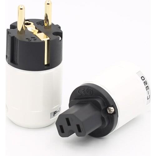 1Pair Hifi Audio EU Standard Gold plated Power Plug for audio DIY power wire