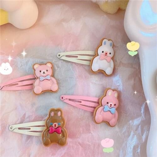 2Pcs/Set New Child Cute Bear Rabbit BB Clip Korean Version Simple Girl Side Clip Babby Hair Clip Cartoon Animal Headdress