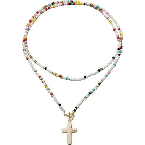 2021 New Fashion Alloy Bead Necklace Layered Handmade Fashion Beaded Layer Necklace Pendant Necklace For Women