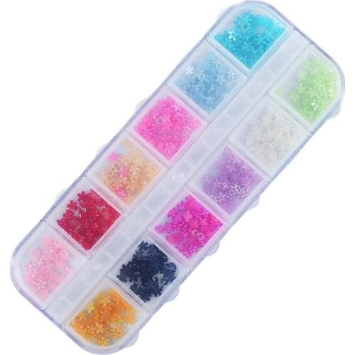 5mm Tiny Pastel 12 Colors Pearl Bow Flatback Decoden Cabochon Resin Supplies Nail Art - set of 1 Box 12-Color Pearl Bow,HG343434