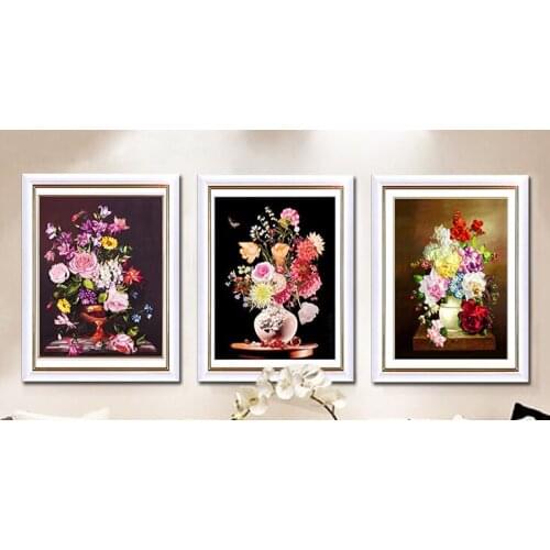 40x50cm 3D Beautiful flowers Ribbon embroidery kit stain painting set handcraft kit DIY handmade needlework art home decor