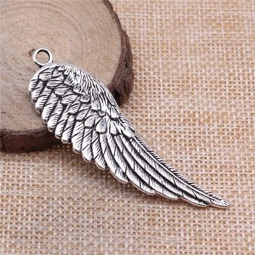 Free shipping 8pcs 66x20mm antique silver Big wings charms diy retro jewelry fit Earring keychain hair card pendant accessories