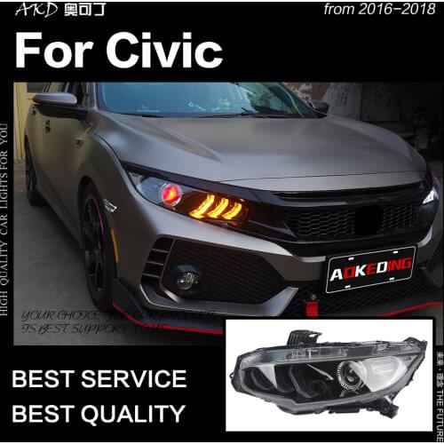 AKD Car Styling for Civic Headlights 2017-2020 Sedan 5-Door LED Headlight DRL Hid Head Lamp Angel Eye Bi Xenon Beam Accessories