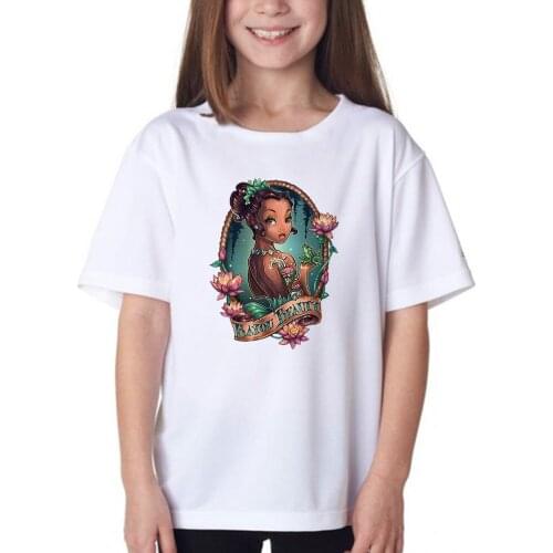 BAYOU BEAUTY T Shirt Children Cartoon Funny T-shirt Princess Tiana The Princess and the Frog Graphic Fashion Kids Girl Tops