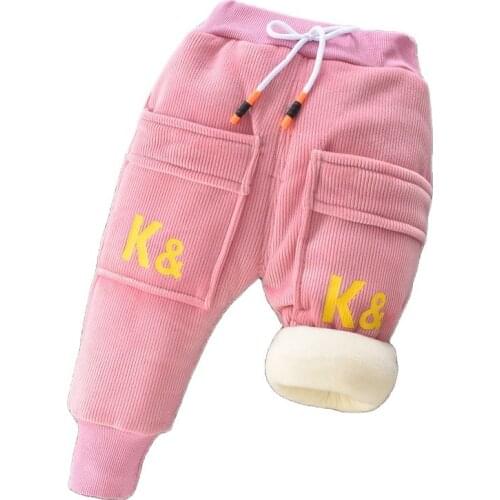 Kids Plush Cotton Pants Winter Baby Girls Pants Children High Quality Warm Thick Corduroy Pant Boys Trousers Kids Leggings Pants