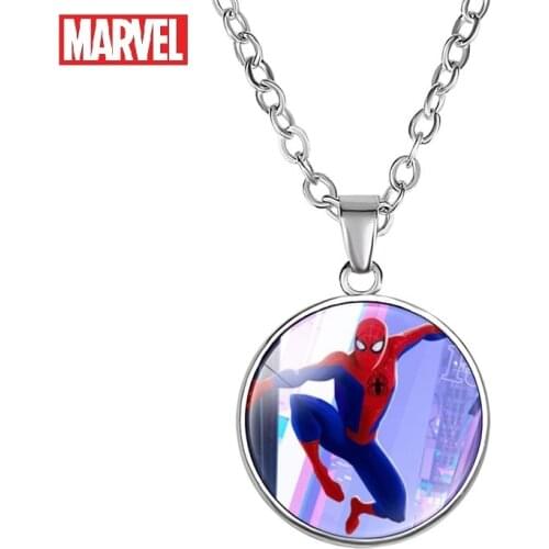 Disney Spiderman Necklace Childrens Cartoon Marvel Gem Pendant Boys Cosplay Necklace Accessories Kids Christmas Birthday Gifts