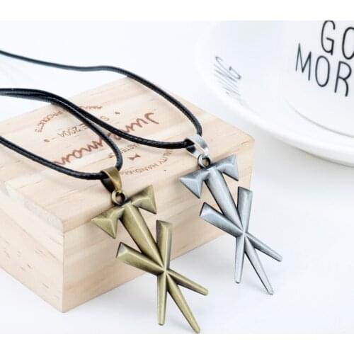Dongsheng Fashion Jewelry Geometric Cross Undertaker Pendant Necklace Leather Cord Necklace Metal Cool Accessories Gift For Men