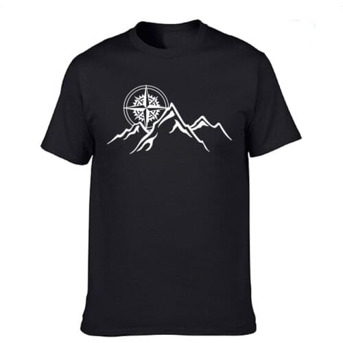 Compass Mountains T Shirt Casual Cotton Summer Short Sleeve Funny T-shirt Mans Tshirt Men tops tee