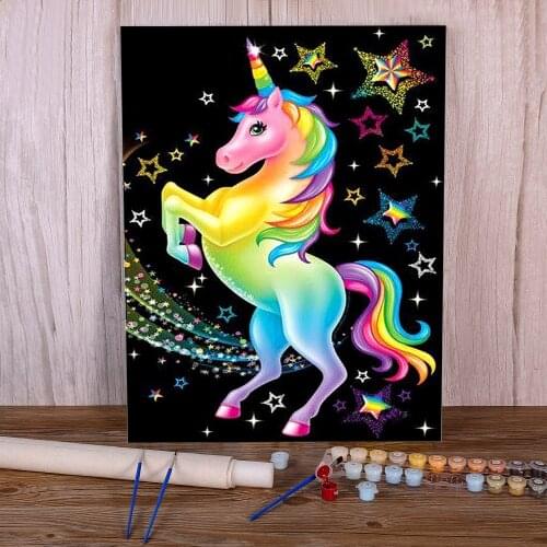 Cartoon Rainbow Unicorn Horse Animal DIY Painting By Numbers Package Acrylic Paints 40*50 Canvas Pictures Wall Drawing