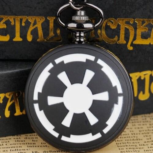Movie Theme Empire Badge Full Hunter Modern Causal Quartz Pocket Watch Black Necklace Pendant Men Boys Birthday Gifts
