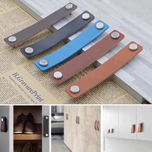 Leather Cabinet Handle Bag Drawer Handle Door Knob Furniture Hardware Decoration Childrens Room Anti-collision Leather Handle