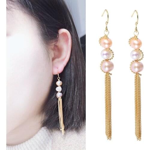 Beautiful Real Freshwater 6-7mm Pearl Earrings Drop Earrings Nice Party Wedding Girl Female Women Gift 10 pairs/lot