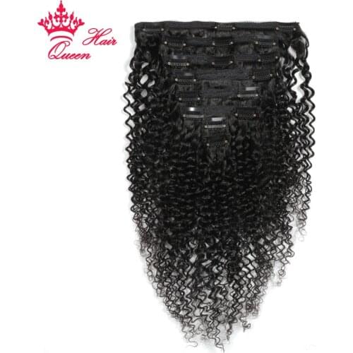Clip in 100% Human Hair For Black Women Extensions Curly Clip Ins Natural Black Color 8 Pieces And 120g/Set Remy Brazilian Hair