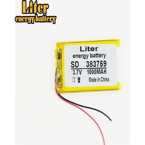 Lithium polymer battery 383759 403560 3.7V 1000mah for MP3 MP4 MP5 GPS DVD Electric Toy li-polymer rechargeable battery