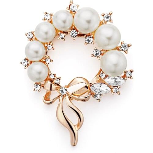 Fashion Delicate Dual Purpose Imitation Beautiful Pearl Brooches Pin Flower Elegant Scarf Chic Crystal Gift For Women DZ026 New