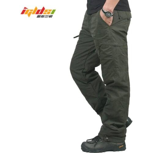 Men Winter Double Layer Mens Camouflage Cargo Pants Baggy Pants For Men Military Tactical Pants Fleece Long Trousers Size M-3XL