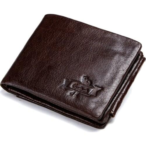 100% Genuine Leather Mens Wallet with Coin Pocket Small Male Purse Premium Product Real Cowhide Wallets Function Short Purses