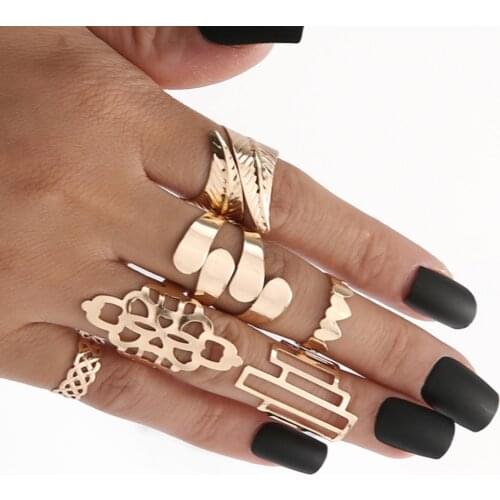 Bohemian Geometry Midi Ring Set Gold Color Fashion Jewellery 6PCS/Pack Dream Vintage Arrow Knuckle Rings for Women 2020