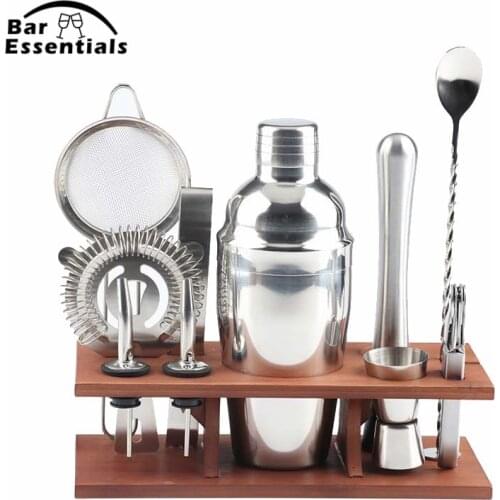 11Pcs/Set Stainless Steel Cocktail Shaker Set Drinks Strainer Bottle Opener Maker Mixer Spoon Measure Cup Bar Tool Kit