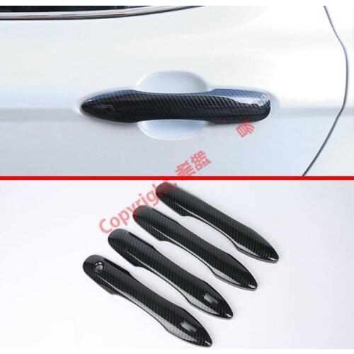 Carbon Fiber Style Door Handle Cover Trim With Smart Hole For Toyota Camry MK8 2018 2019