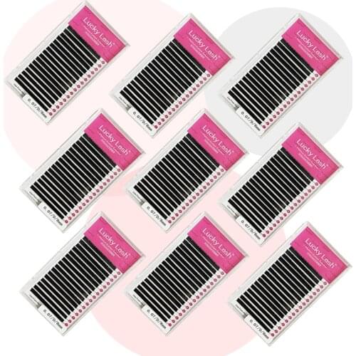 Lucky Lash Eyelash Extension Makeup 16 Rows, Individual Eyelash 8-15 Soft Synthetic Mink Cilio false mink eyelash extension