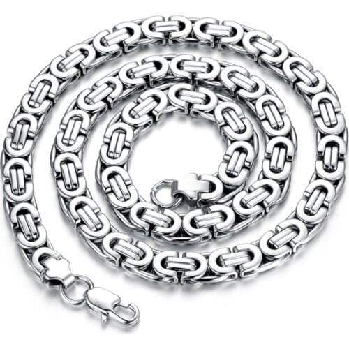 8mm Stylish Stainless Steel Collar Choker Mans Necklace On The Neck Goth Jewelry Accessories Byzantine Flat Chain Punk Style