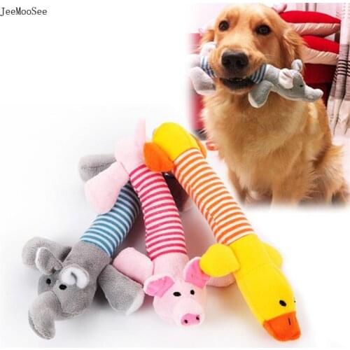 Pet Dog Cat Funny Fleece Durability Plush Dog Toys Squeak Chew Sound Toy Fit For All Pets Elephant Duck Pig Plush Toys