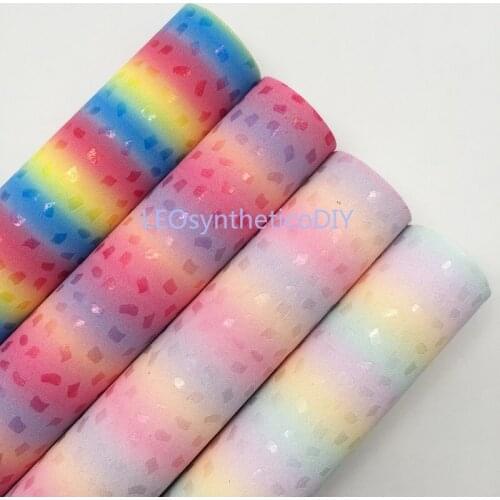 1PC 21X29CM Rainbow Faux Leather Fabric, Synthetic Leather Fabric Sheets, PU Leather For Making Bows LEOsyntheticoDIY T331A