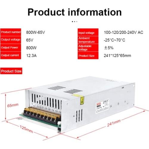 Voltage Regulators Power Supply 65V 800W Adjustable Voltage SMPS CNC Stabilizers for RD6018 RD6018W RD6012 RD6012W Dropship
