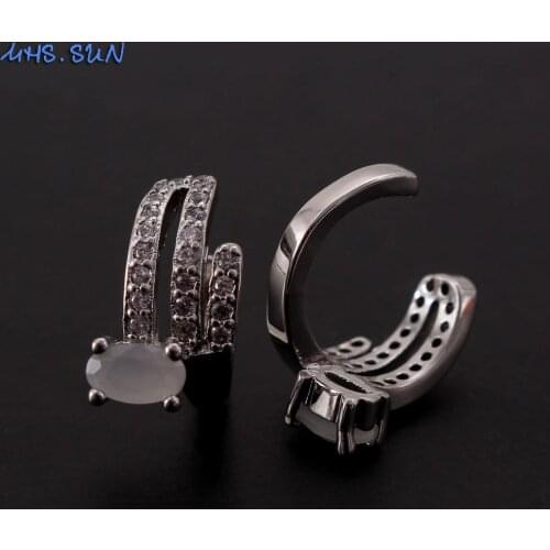 MHS.SUN Luxury Women Cubic Zircon Ear Cuff Earrings Gold Color Ear Clip Without Piercing Earrings Party Jewelry Gift 1Pair