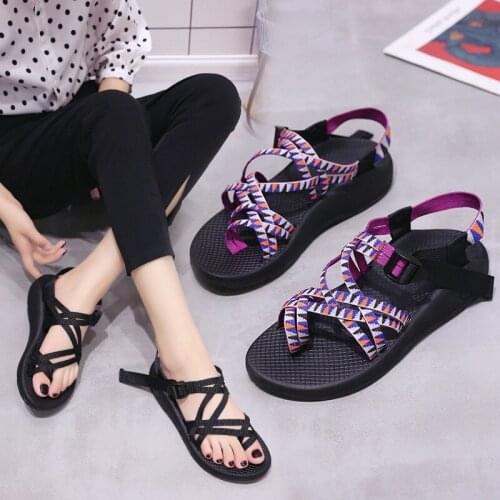 Ladies Shoes Hot Summer Beach Sandalet Women Thin Sandals Fashion Cross-tied New Bohemia Sandals Flat with Sapato Feminino 2019