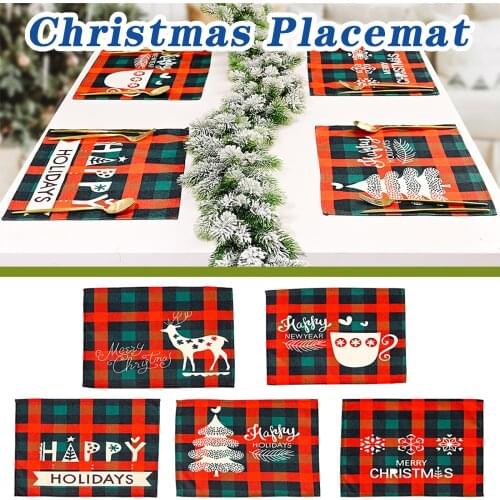 Merry Christmas Fabric Placemat Ornament Christmas Decoration For Home 2021 Cristmas Table Kitchen Deco Xmas New Year 2022