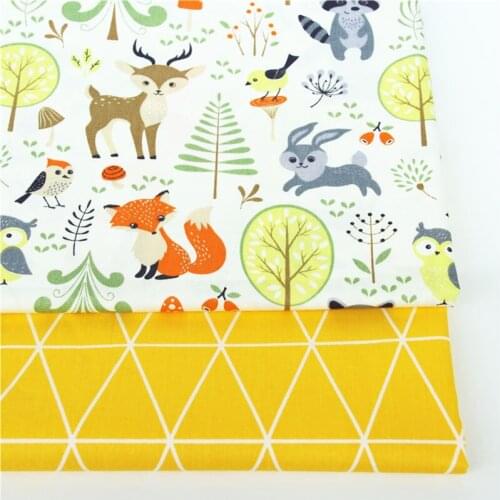 DIY Fox Dear Pattern Twill Cotton Fabric Bundle Sewing Quilt fabric Crafts for Handmade Sheet Pillowcase Curtain Tablecloth