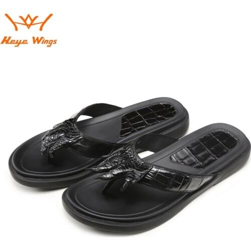 Personalized Ins Slippers High Quality Unisex Sandals Genuine Crocodile Leather Pure Patural Rubber Sole Flip Flops