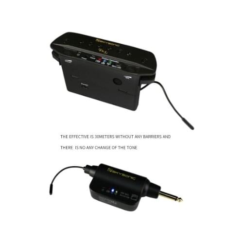 SKYSONIC FS-1 UHF Guitar Wireless Pickup with Transmitter Receiver Max.30M Range+ Mic Dual Pickup System Soundhole Pickup