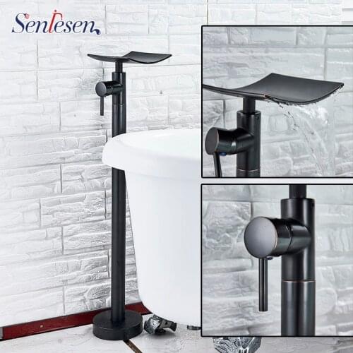 Senlesen Free Standing Bathroom Tub Faucet Single Handle Solid Brass Cold and Hot Water Mixer Tap For Bathtub Faucets