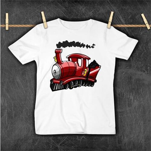 Stylish Hot Sale Exquisite Child Clothes Train Print Baby Boys Popular White T-shirts New Hipster Sweatshirt Kids Short sleeve