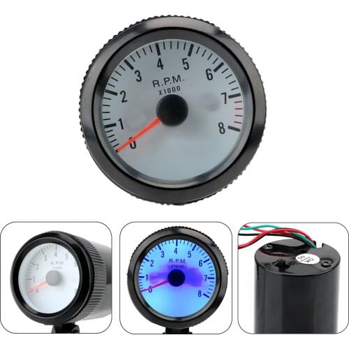 Blue LED Digital Display 0~8000RPM Pointer Tacho Gauge Car Tachometer 12V Tach Gauge Meter for Gasoline car/ Truck / ATV