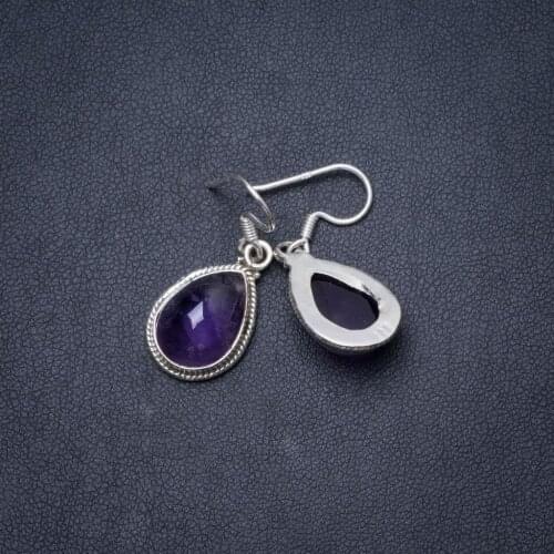 Natural Amethyst Handmade Unique 925 Sterling Silver Earrings 1.25" Y1654