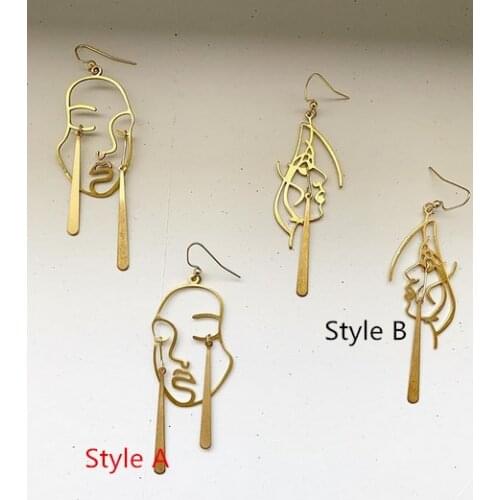 The Golden Abstract, Face Earring, Drop Dangle Earring Face Design Drop Dangle Earrings