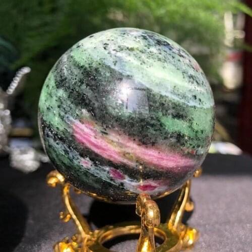 1pc 50-60mm Natural Crystal Red Green Treasure Mineral Ball Handpolished Decoration Energy Stone
