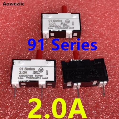 2Pcs 91 Series 2.0A 2A 125V/250VAC 50VDC KUOYUH Overcurrent protector short circuit overload switch fuse Protection switch