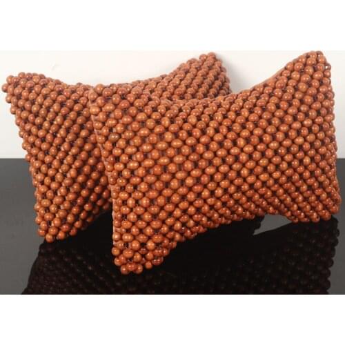 Comfortable 2pcs Wooden Bead Straight Car Auto Headrest Chair Waist Head Appuie Tete Voiture Car Styling Accessories for Cars