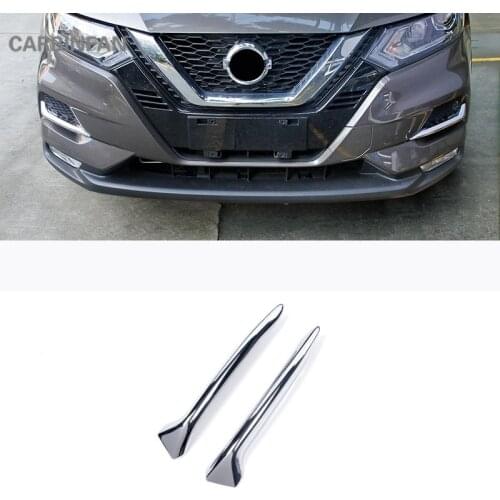2pcs/set Fit For Nissan Qashqai J11 2018 2019 ABS Front Fog Lights Lamp Eyelid Eyebrow Cover Trim Chrome Auto Accessories C1349