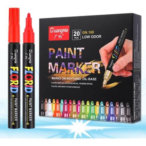 20 Colors Markers Oil-Based Painting Set Anime hand drawn for Car Tyre Tire Tread CD Waterproof Permanent Paint Marker Pens