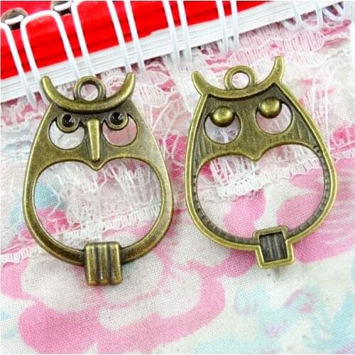 30pcs 24*34MM Antique Bronze Plated vintage owl Charm Pendant for Diy Necklace Jewelry Making Handmade Craft Findings