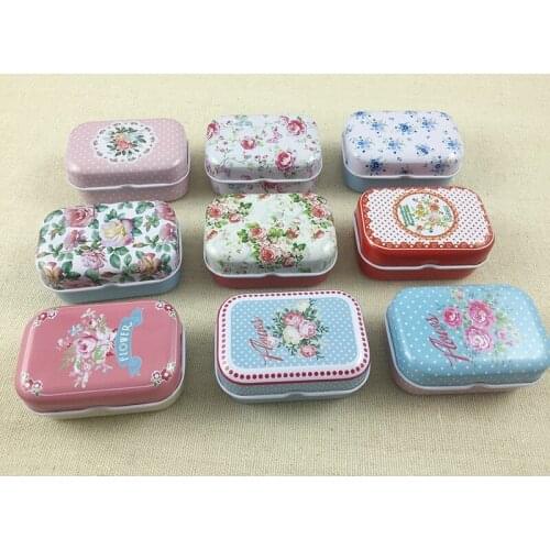 32pcs/lot Flower Style Vintage Mini Tin Box Storage Boxes Jewelry Wedding Favor Candy Box Accessories Free Shipping