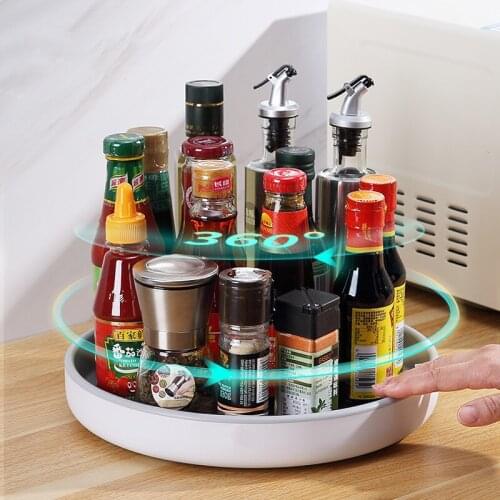 360° Rotating Storage Rack Multifunctional Seasoning Organizer Shelf Oilproof Non-slip Kitchen supplies Holder For Home