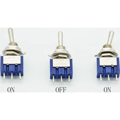 5Pcs ON-OFF-ON 3 Pin 3 Position Mini Latching Toggle Switch SPDT AC 125V/6A 250V/3A